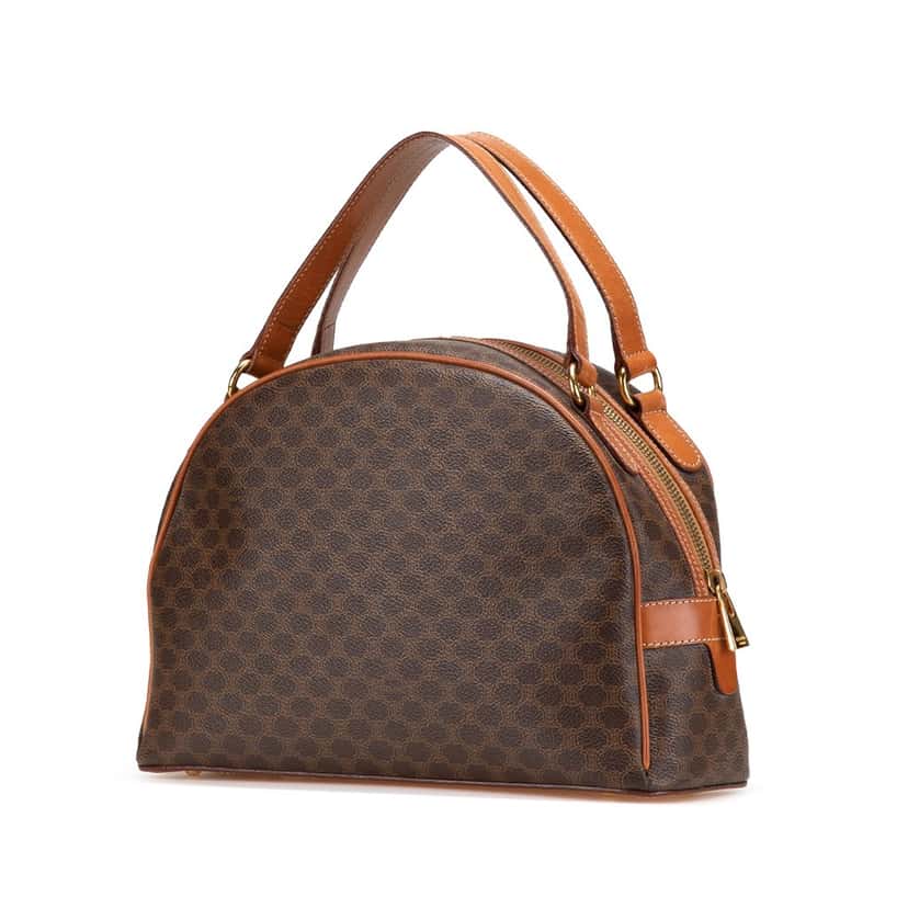 Celine Macadam Coated Canvas Handbag Brown Canvas Good condition - Back View