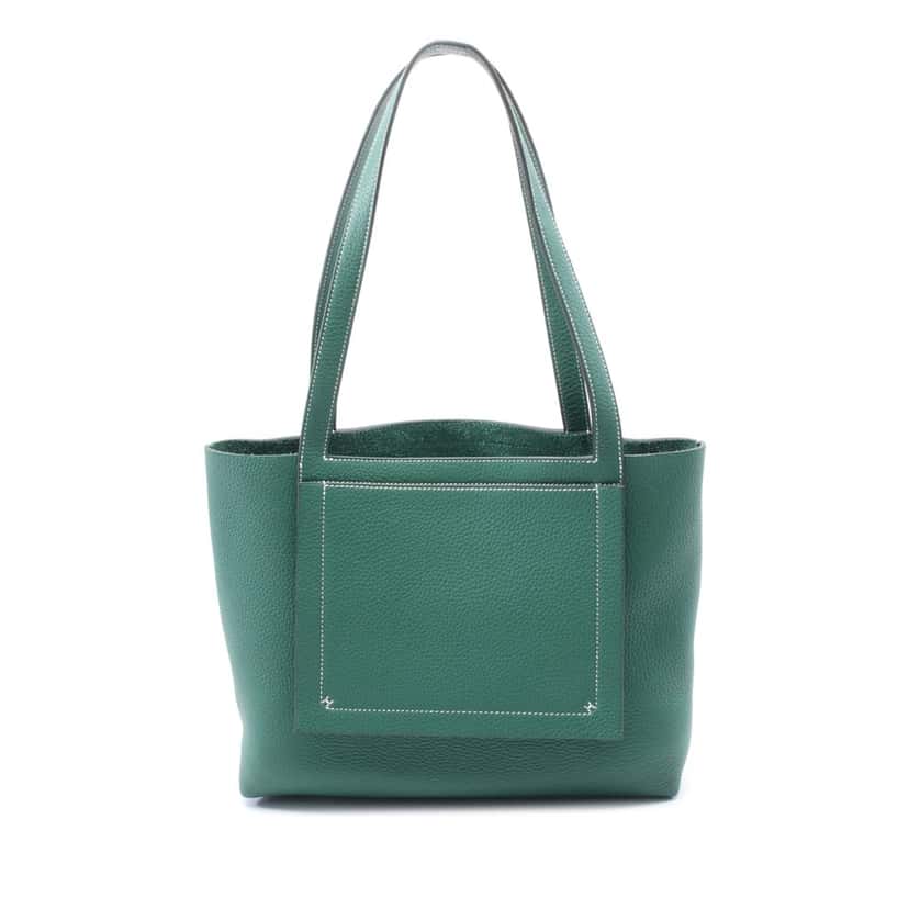 Hermès Clemence Cabasellier 31 Green Leather Good condition - Front View