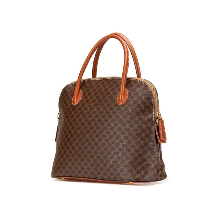 Celine Macadam Coated Canvas Dome Satchel Brown Canvas Good condition - Back View