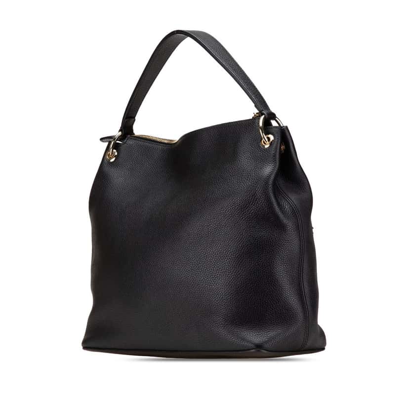 Gucci Large Pebbled Calfskin Soho Convertible Hobo Black Leather Good condition - Back View