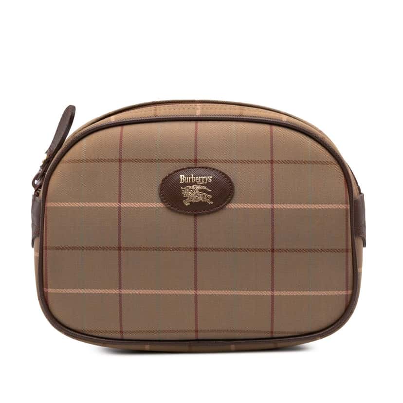 Burberry Vintage Check Canvas Clutch Brown Canvas Good condition - Front View