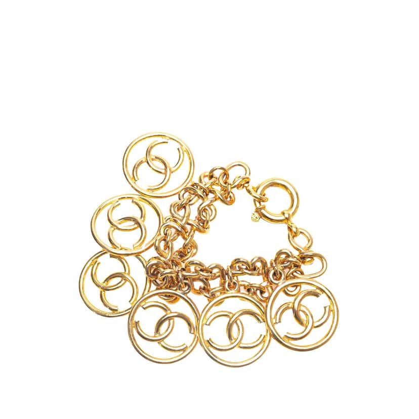 Chanel Gold Plated CC Clover Links Bracelet Gold Metal Good condition - Back View