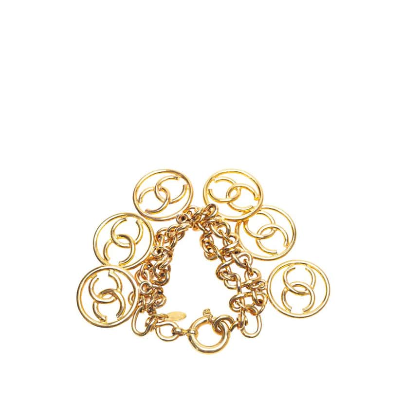 Chanel Gold Plated CC Clover Links Bracelet Gold Metal Good condition - Inside View