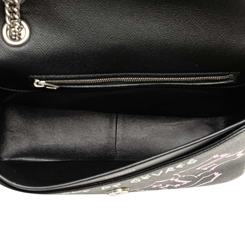 Balenciaga M Grained Calfskin Graffiti BB Round Crossbody Black Leather Good condition - Model View