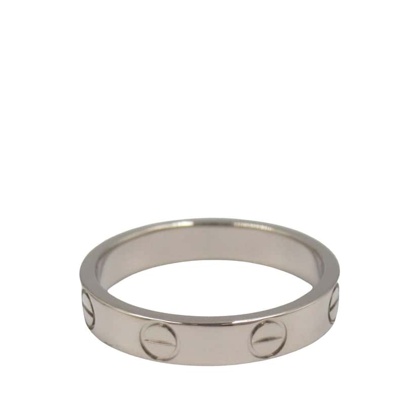 Cartier 18K White Gold Small Love Ring Silver White Gold Good condition - Front View