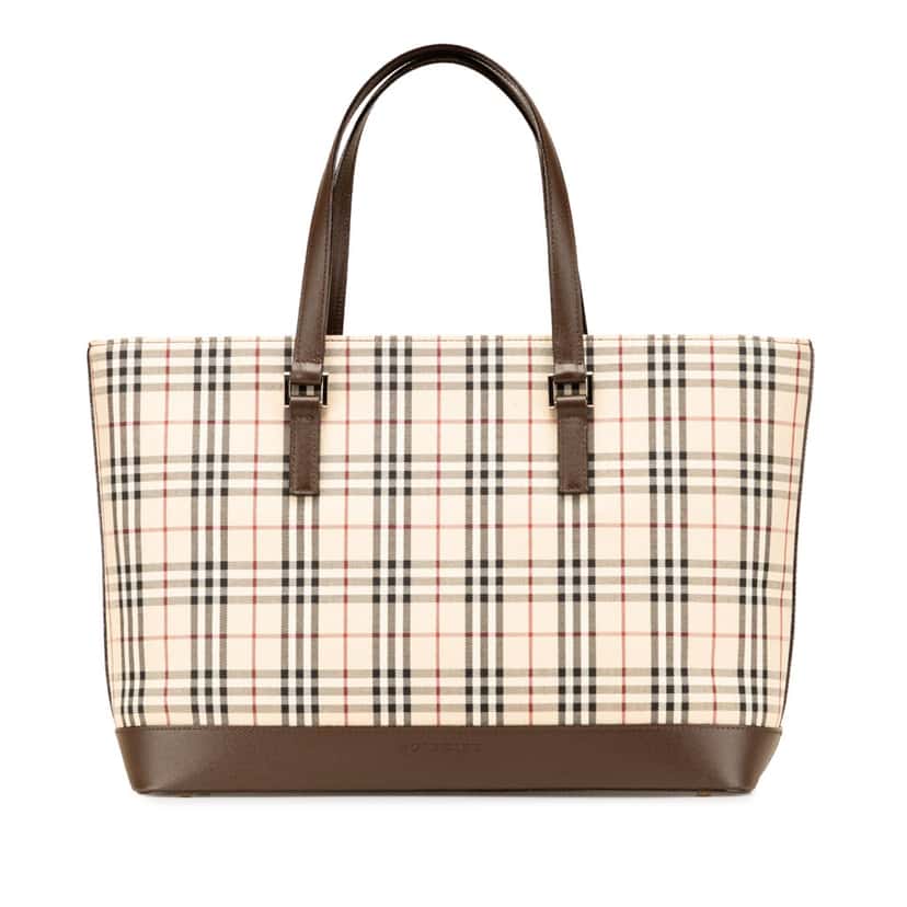 Burberry House Check Canvas Tote Brown Canvas Good condition - Front View
