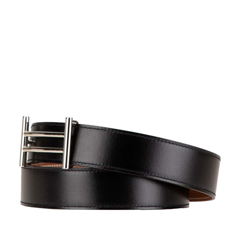 Hermès Leather Rider Reversible Belt Black Leather Good condition - Back View
