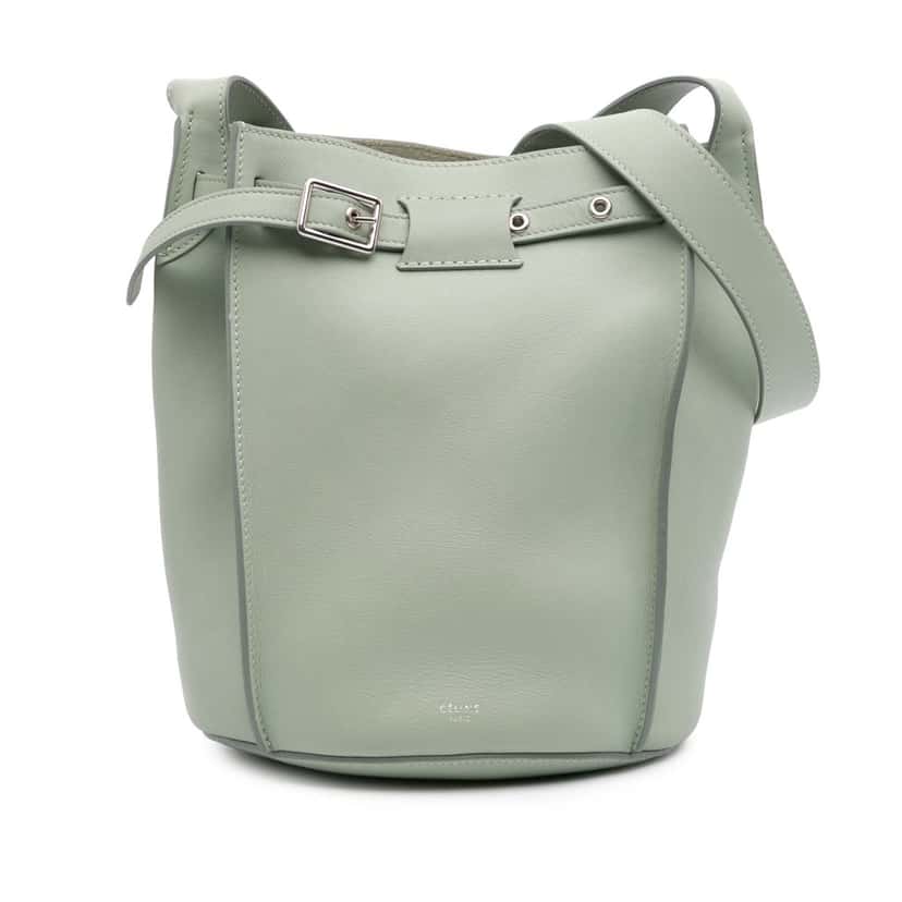 Celine Leather Big Bag Bucket Crossbody Green Leather Good condition - Front View