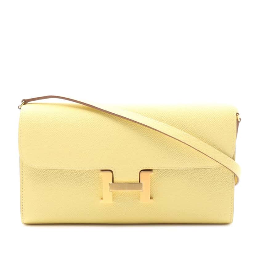 Hermès Epsom Constance Long To Go Wallet Yellow Leather Good condition - Front View