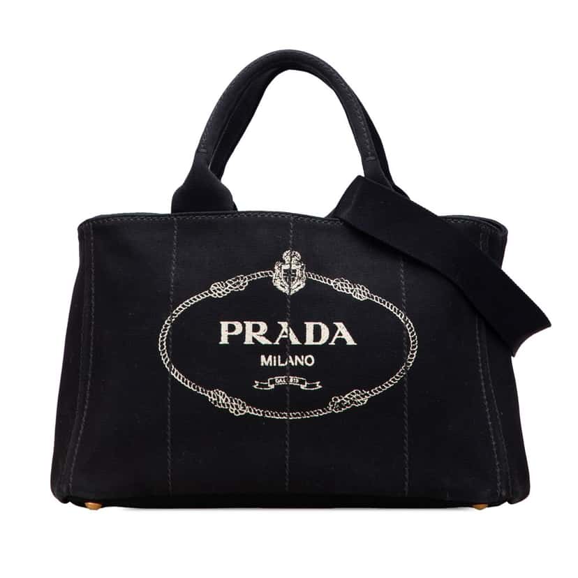 Prada Canvas Canapa Logo Tote Black Canvas Good condition - Front View