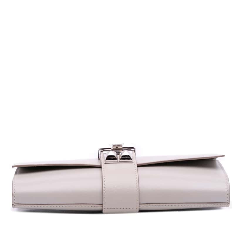 Hermès Tadelakt Medor Clutch 23 Grey Leather Good condition - Inside View