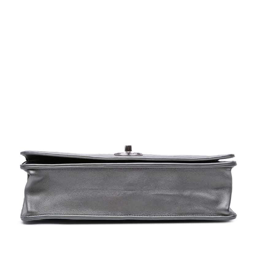 Chanel Medium Embossed Calfskin Propeller Flap Grey Leather Good condition - Inside View