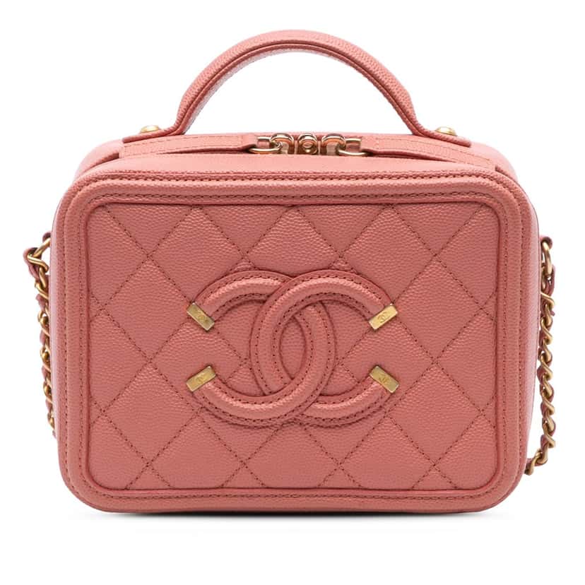 Chanel Small Caviar CC Filigree Vanity Bag Pink Leather Good condition - Front View