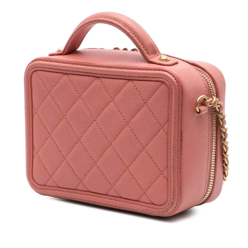 Chanel Small Caviar CC Filigree Vanity Bag Pink Leather Good condition - Back View