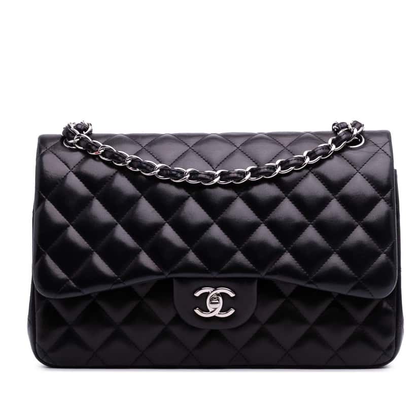 Chanel Jumbo Classic Lambskin Double Flap Blue Leather Good condition - Front View