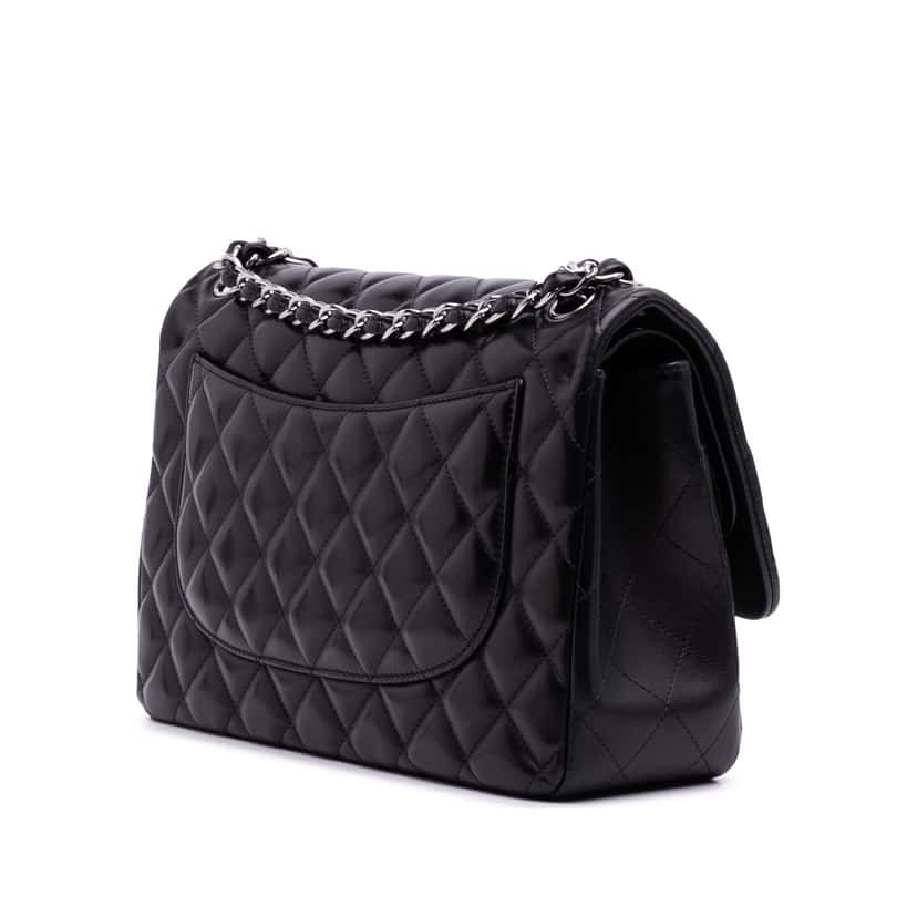 Chanel Jumbo Classic Lambskin Double Flap Blue Leather Good condition - Back View