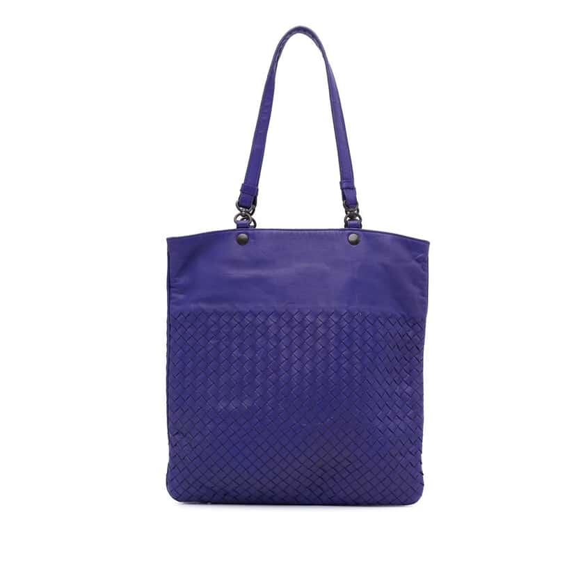 Bottega Veneta Intrecciato Tote Purple Leather Good condition - Front View