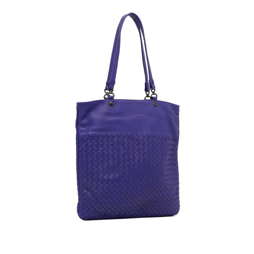 Bottega Veneta Intrecciato Tote Purple Leather Good condition - Back View