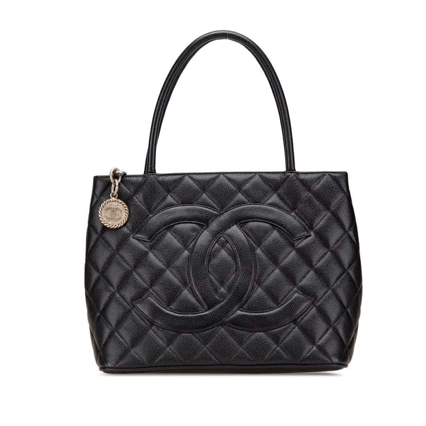 Chanel Caviar Medallion Tote Black Leather Good condition - Front View