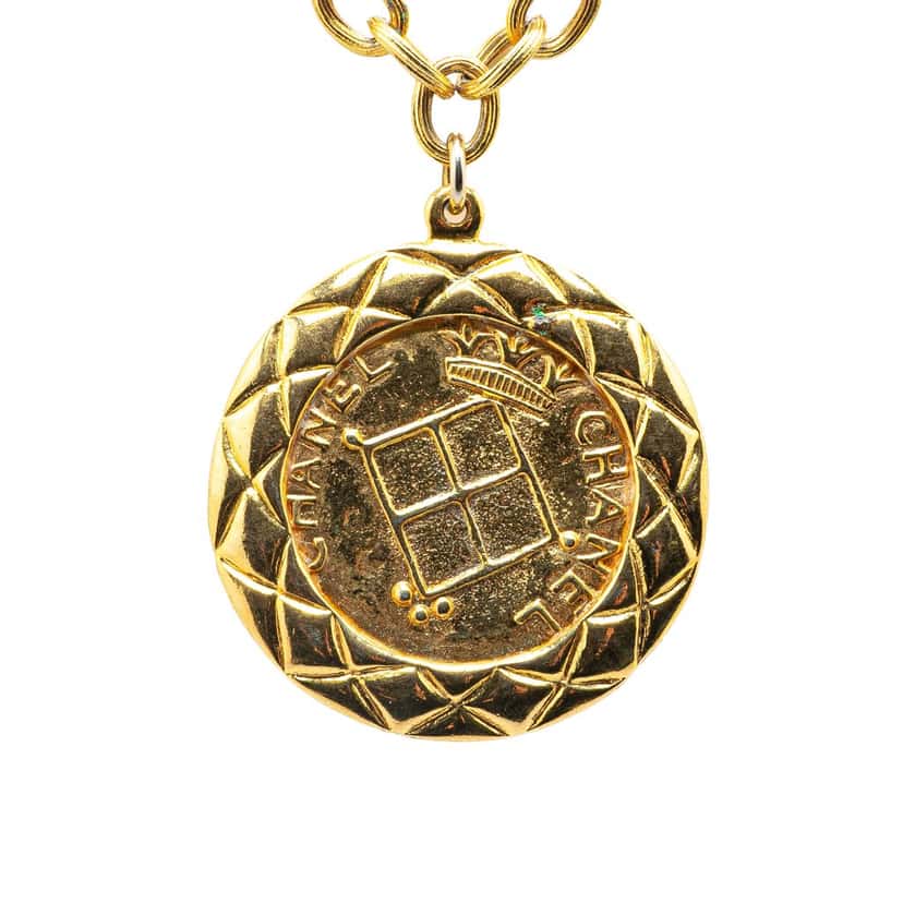 Chanel Gold Plated Medallion Pendant Necklace Gold Metal Good condition - Back View