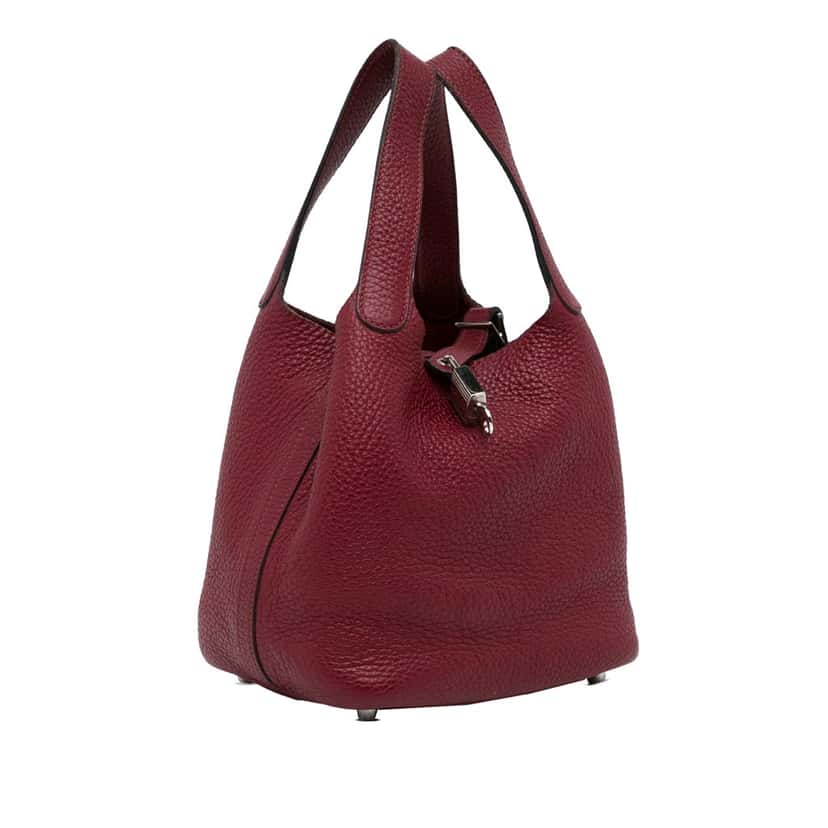 Hermès Clemence Picotin Lock 18 Red Leather Good condition - Back View