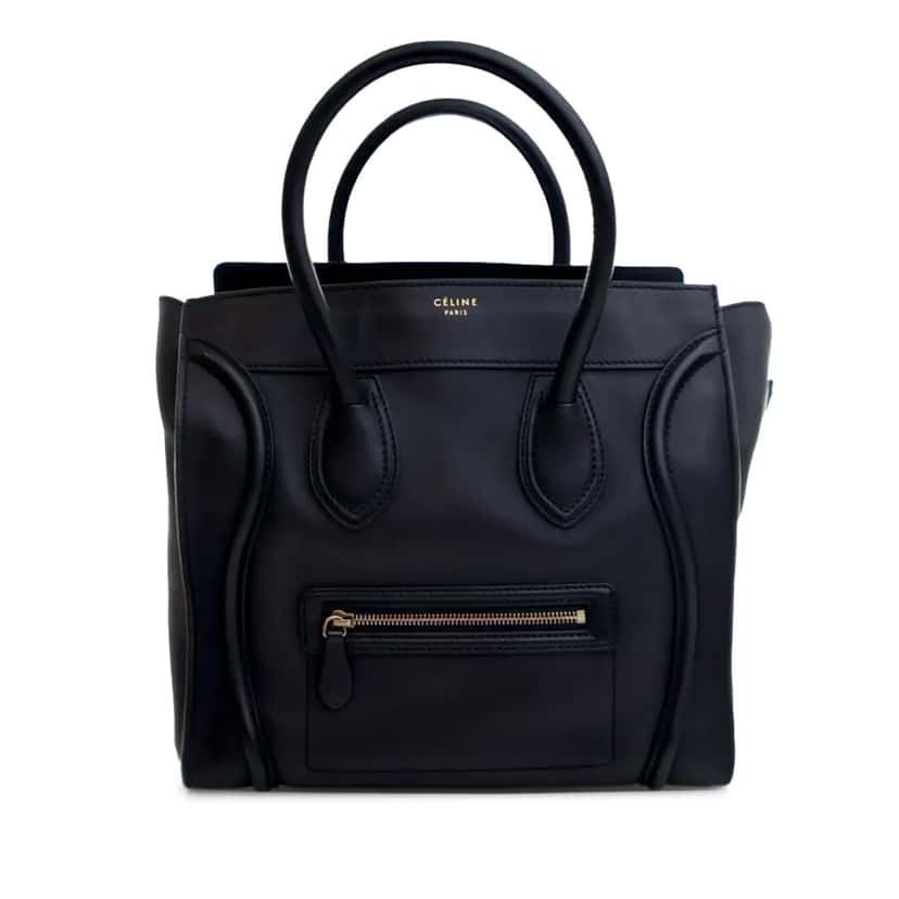 Celine Mini Calfskin Luggage Tote Black Leather Good condition - Front View