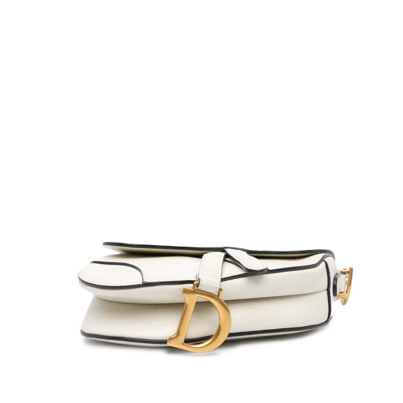 Dior Mini Grained Calfskin Saddle Bag White Leather Good condition - Inside View
