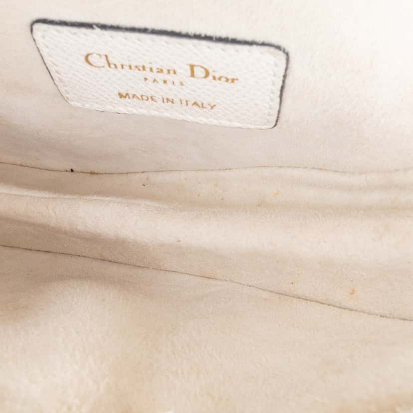 Dior Mini Grained Calfskin Saddle Bag White Leather Good condition - Model View