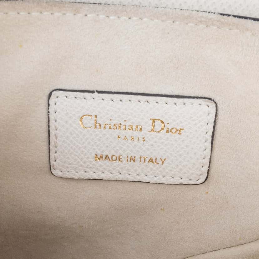Dior Mini Grained Calfskin Saddle Bag White Leather Good condition - Box View