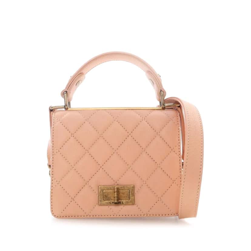 Chanel Small Quilted Goatskin Rita Top Handle Flap Pink Leather Good condition - Front View