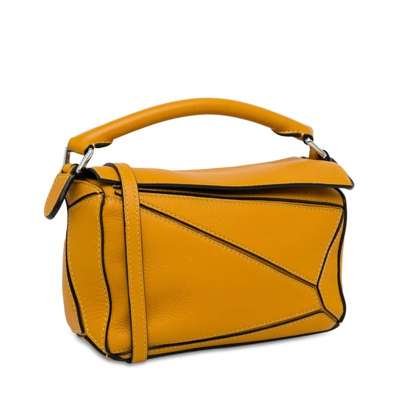 Loewe Mini Calfskin Puzzle Satchel Yellow Leather Good condition - Back View