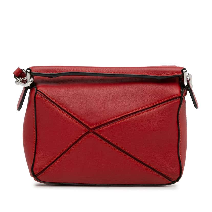 Loewe Mini Calfskin Puzzle Satchel Red Leather Good condition - Model View