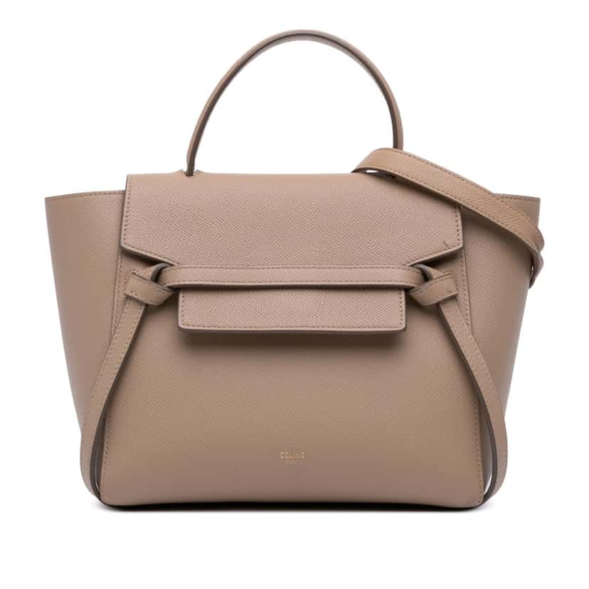 Celine Micro Grained Calfskin Belt Bag Brown Leather Good condition - Front View