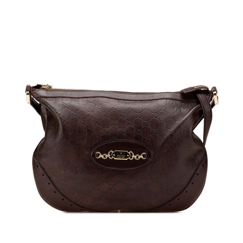 Gucci Guccissima Punch Crossbody Brown Leather Good condition - Front View