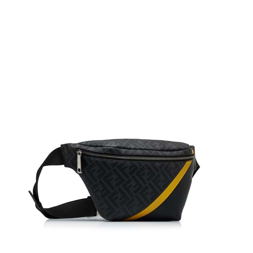 Fendi Zucca FF 1974 Diagonal Belt Bag Black Canvas Good condition - Back View