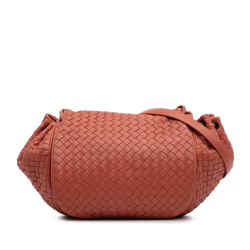Bottega Veneta Nappa Intrecciato Flap Crossbody Red Leather Good condition - Front View