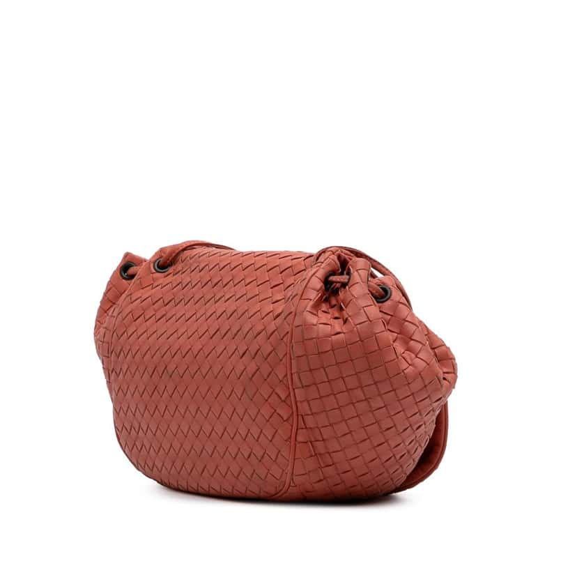 Bottega Veneta Nappa Intrecciato Flap Crossbody Red Leather Good condition - Back View