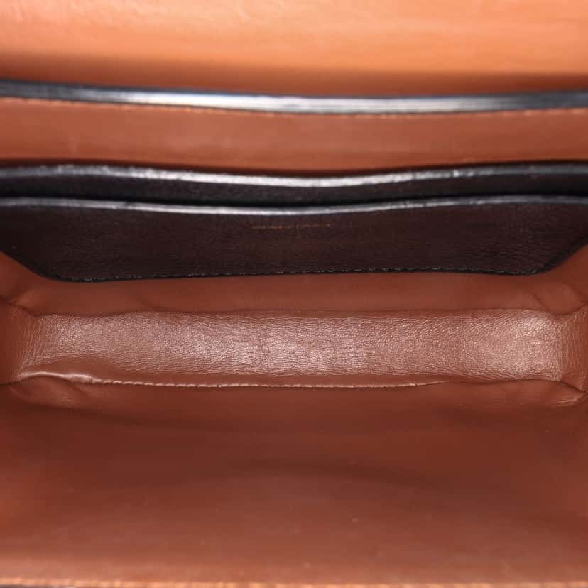 Burberry Small Goatskin Trimmed House Check Canvas D Ring Crossbody Brown Canvas Good condition - Model View