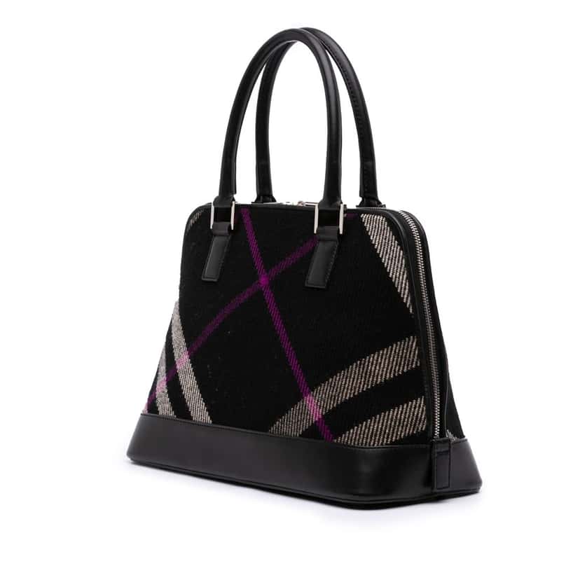 Burberry Supernova Check Wool Handbag Black Wool Good condition - Back View