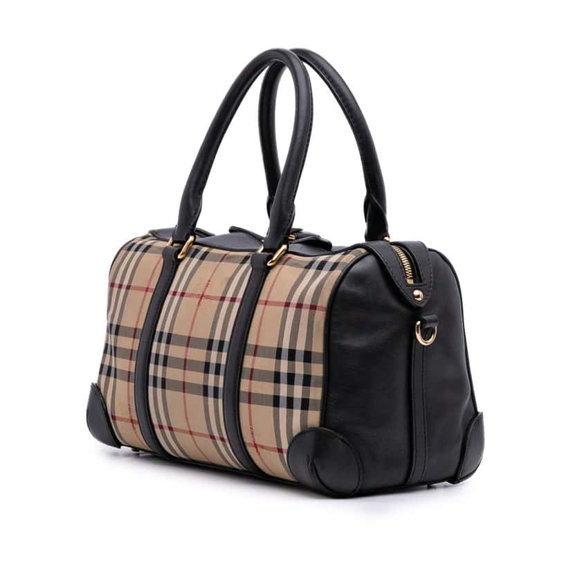 Burberry Haymarket Check Coated Canvas Alchester Bowling Bag Brown Canvas Good condition - Back View