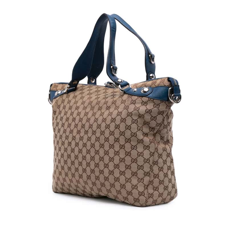 Gucci Large GG Canvas Icon Bit Satchel Brown Canvas Good condition - Back View