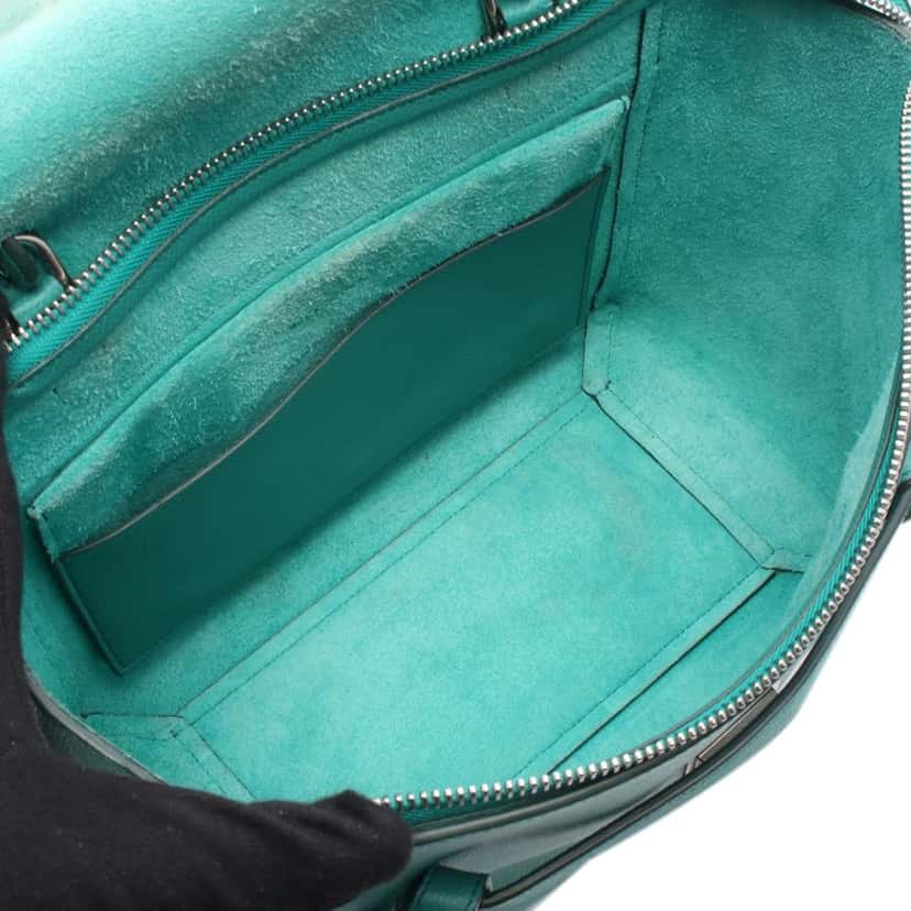 Celine Micro Grained Calfskin Belt Bag Green Leather Good condition - Inside View