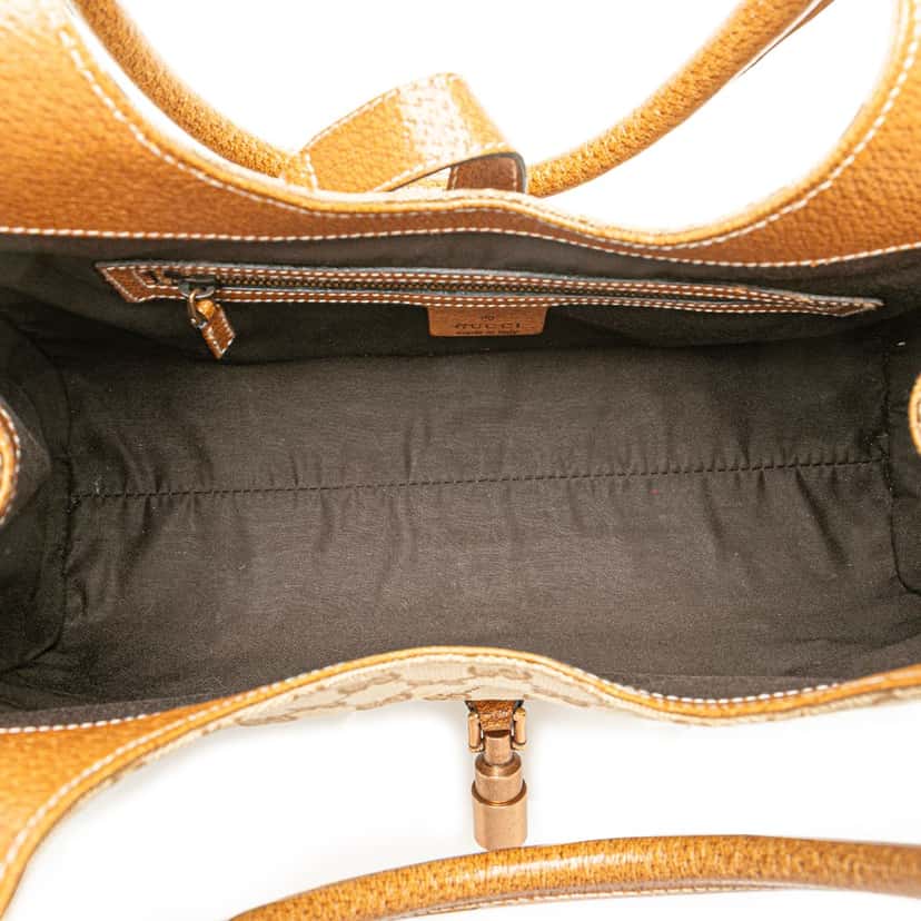Gucci GG Canvas Nailhead Jackie Bardot Handbag Brown Canvas Good condition - Model View