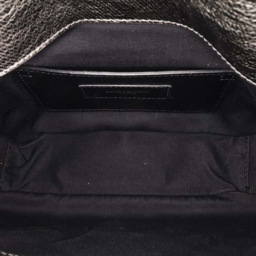 Saint Laurent Medium Iridescent Calfskin Triquilt Monogram College Bag Silver Leather Good condition - Model View