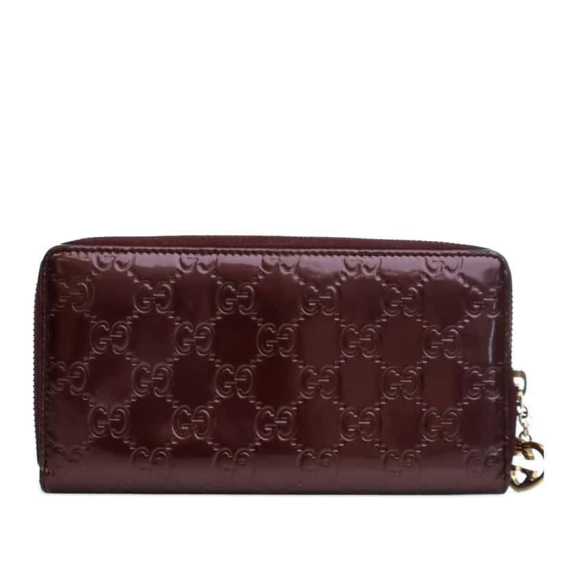 Gucci Patent Guccissima Zip Around Long Wallet Red Leather Good condition - Inside View