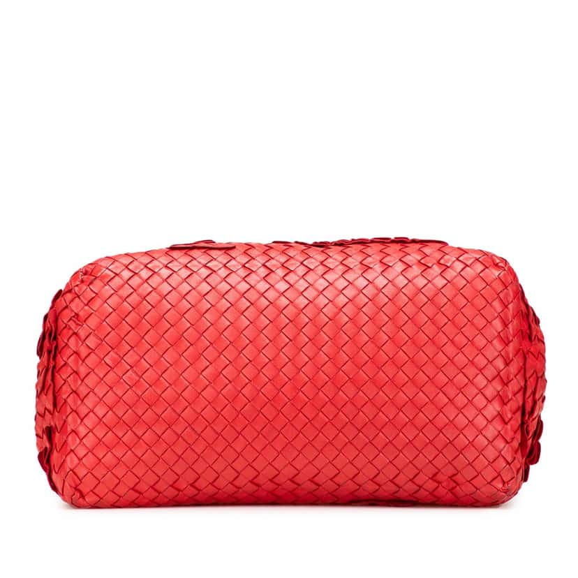 Bottega Veneta Nappa Intrecciato Ruffle Tote Red Leather Good condition - Inside View