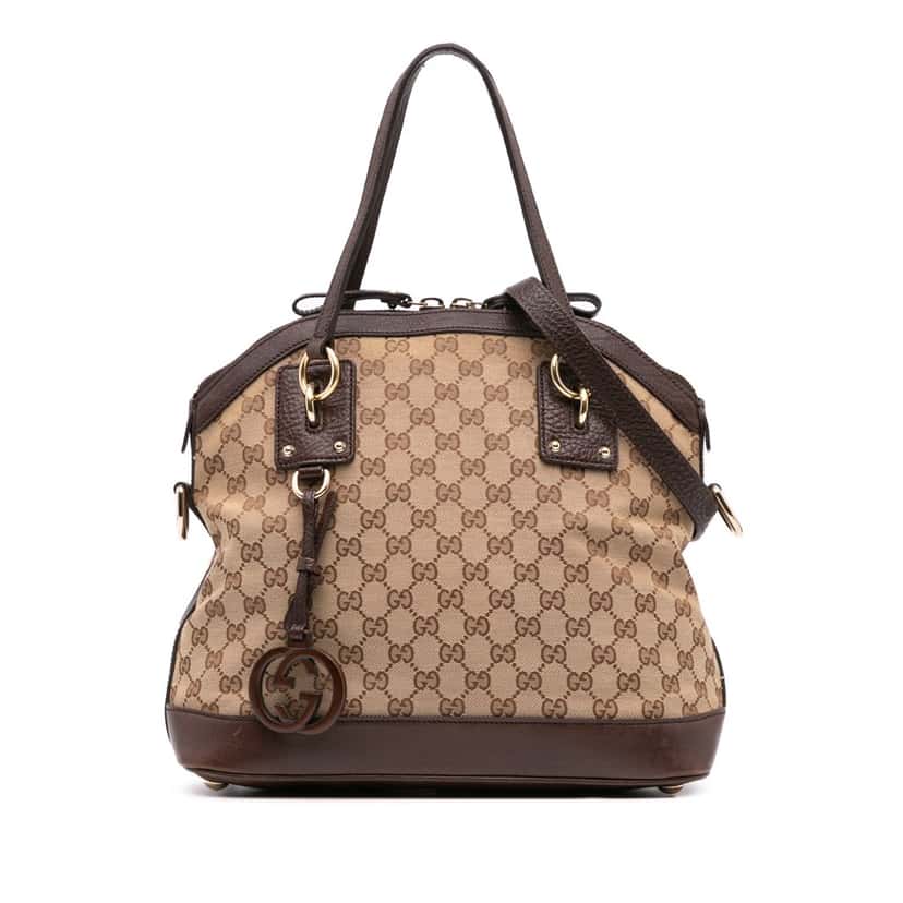 Gucci Medium GG Canvas Charm Dome Satchel Brown Canvas Good condition - Front View