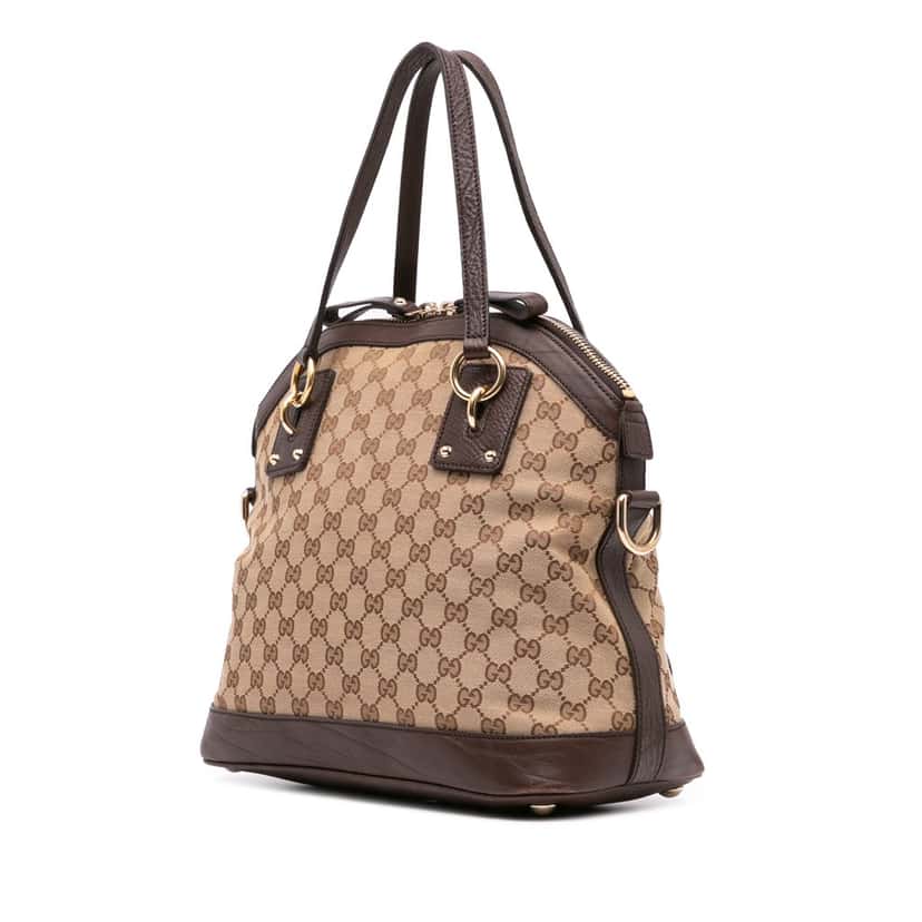 Gucci Medium GG Canvas Charm Dome Satchel Brown Canvas Good condition - Back View