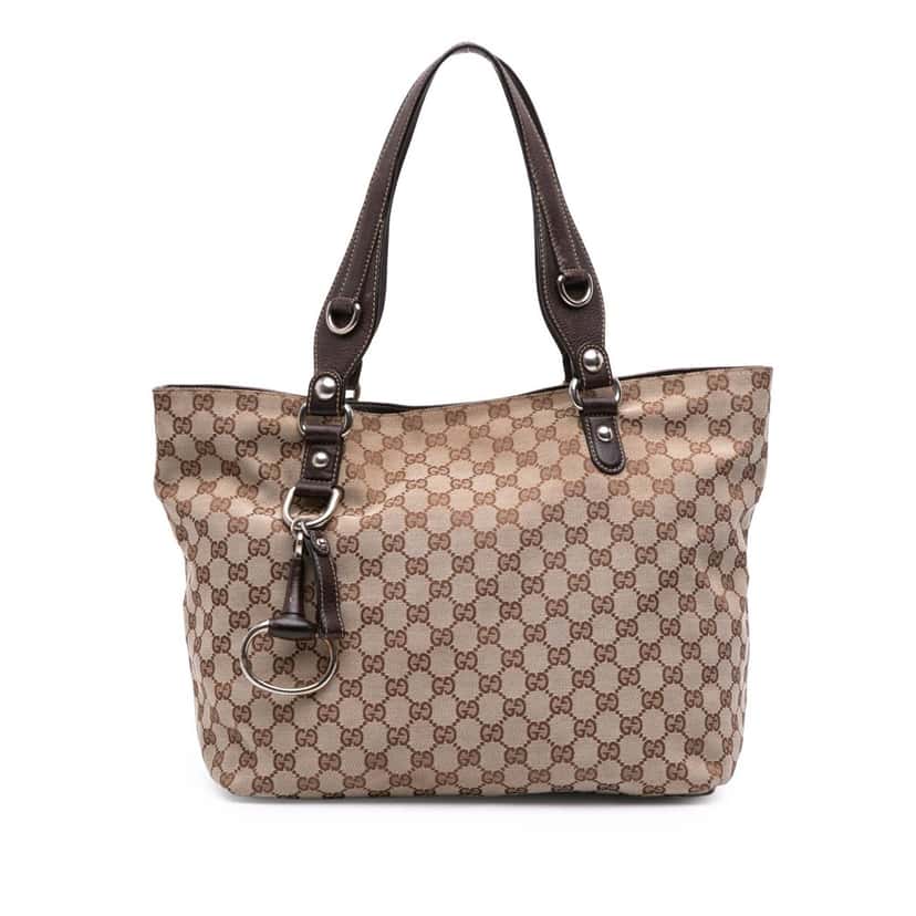 Gucci GG Canvas Icon Bit Tote Brown Canvas Good condition - Front View