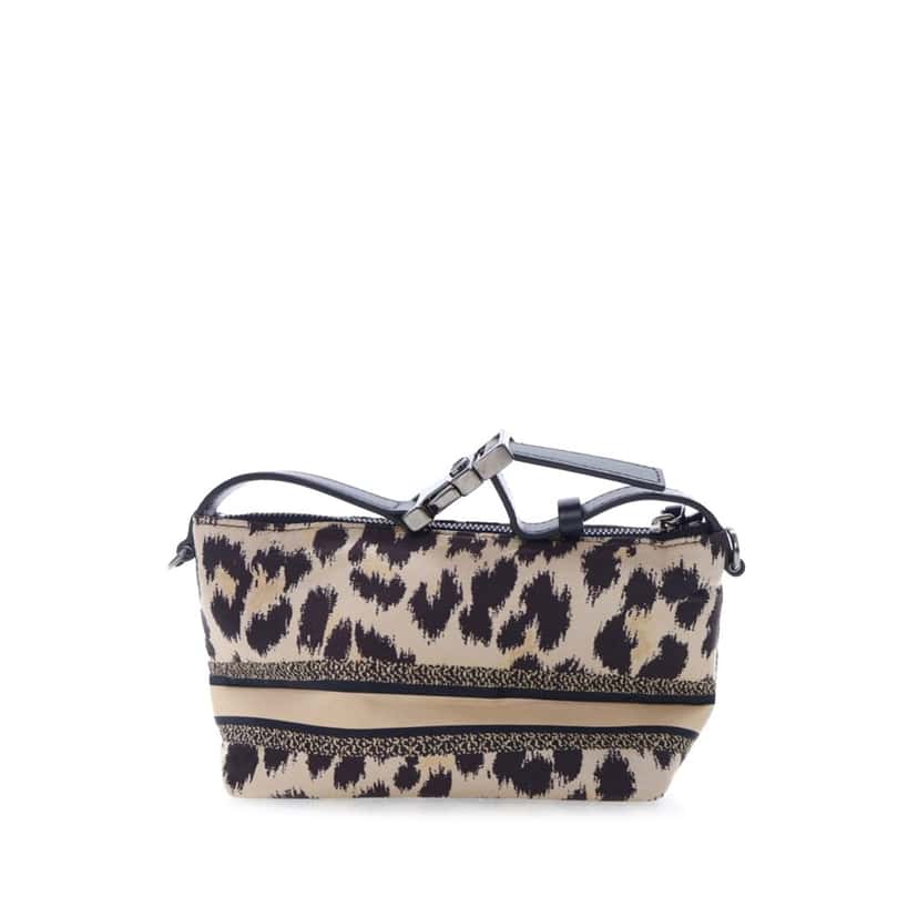 Dior Mizza Small Canvas Embroidered Leopard DiorTravel Nomad Pouch Brown Canvas Good condition - Back View